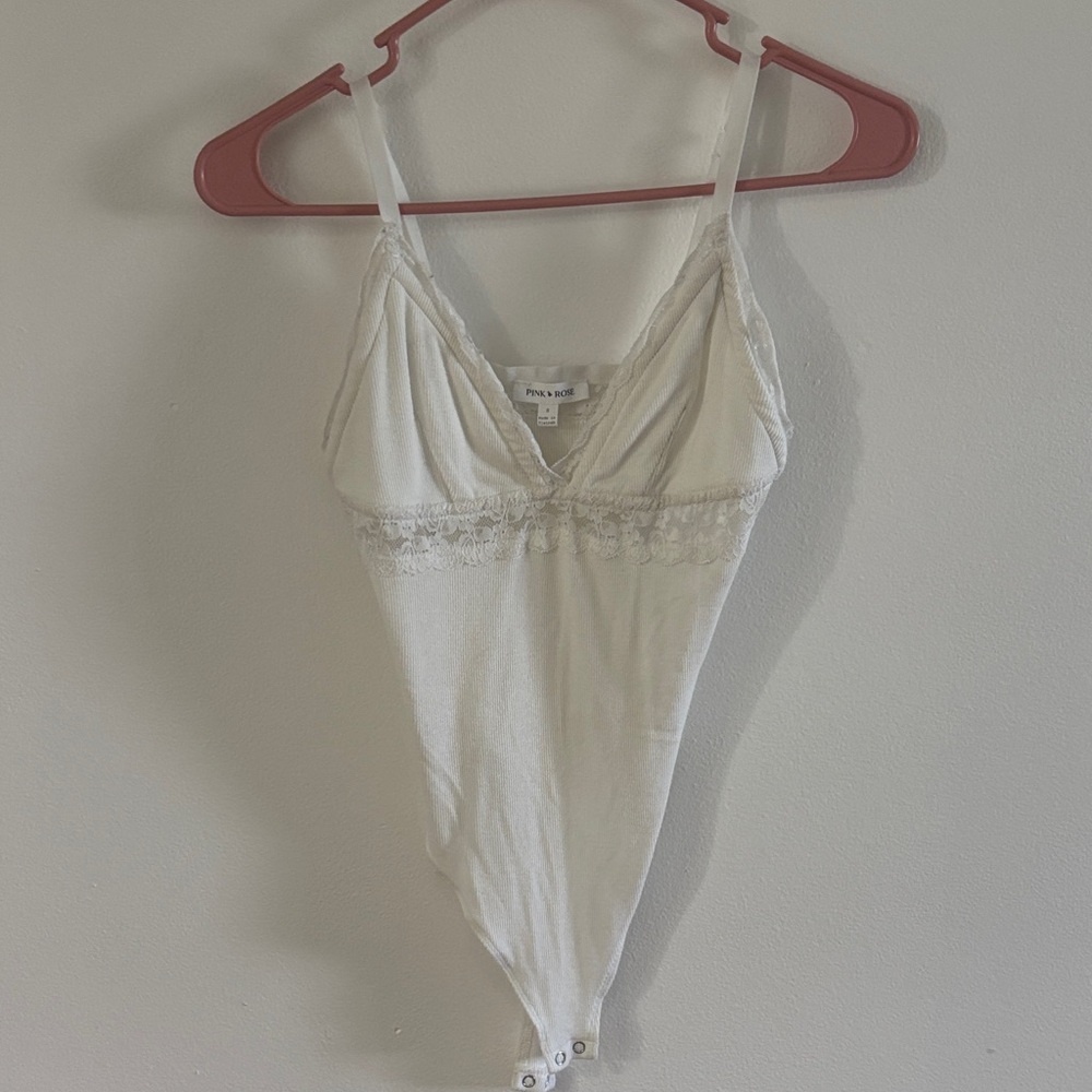 Pink Rose Cream Lace Detail Chemise